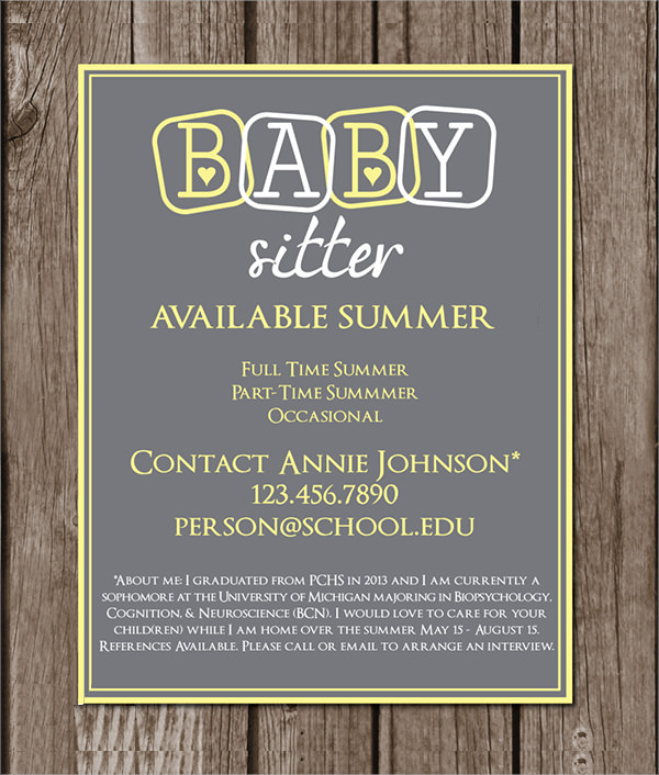 free babysitting flyer template microsoft word