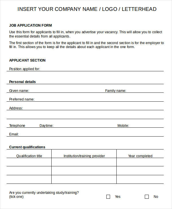 Free Printable Basic Job Application Form Shop Fresh