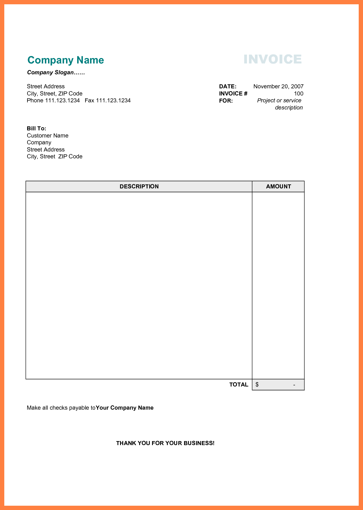 Business Invoice Template