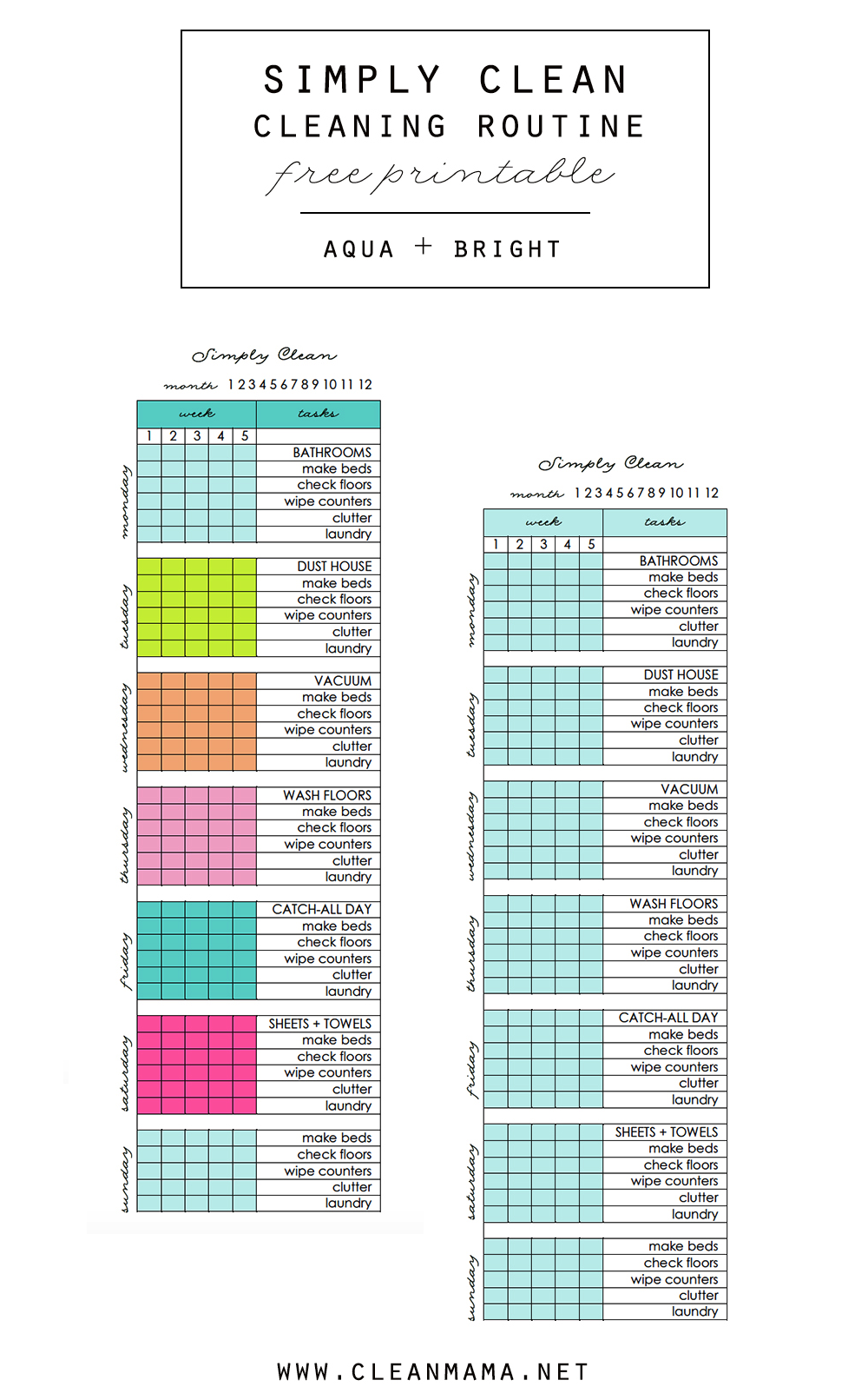 FREE Printable Cleaning Schedule