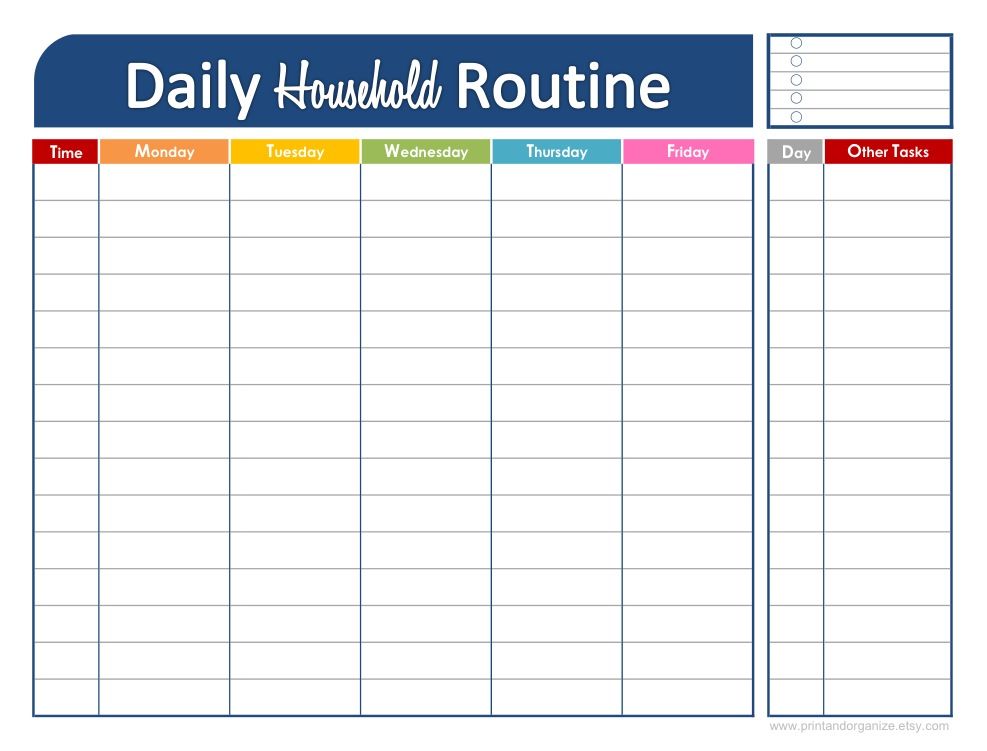 free daily schedule template kids