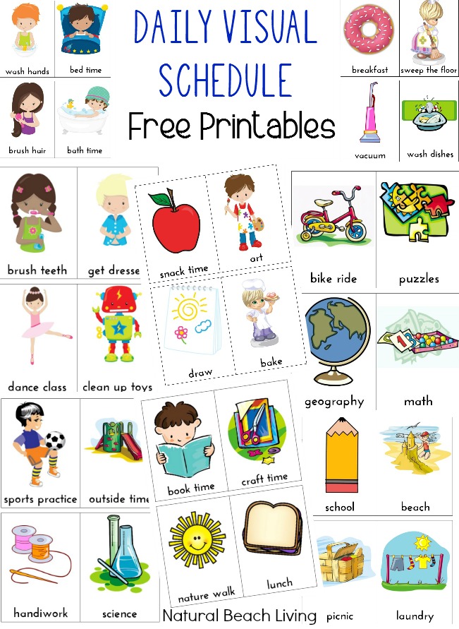 Daily Visual Schedule for Kids Free Printable   Natural Beach Living