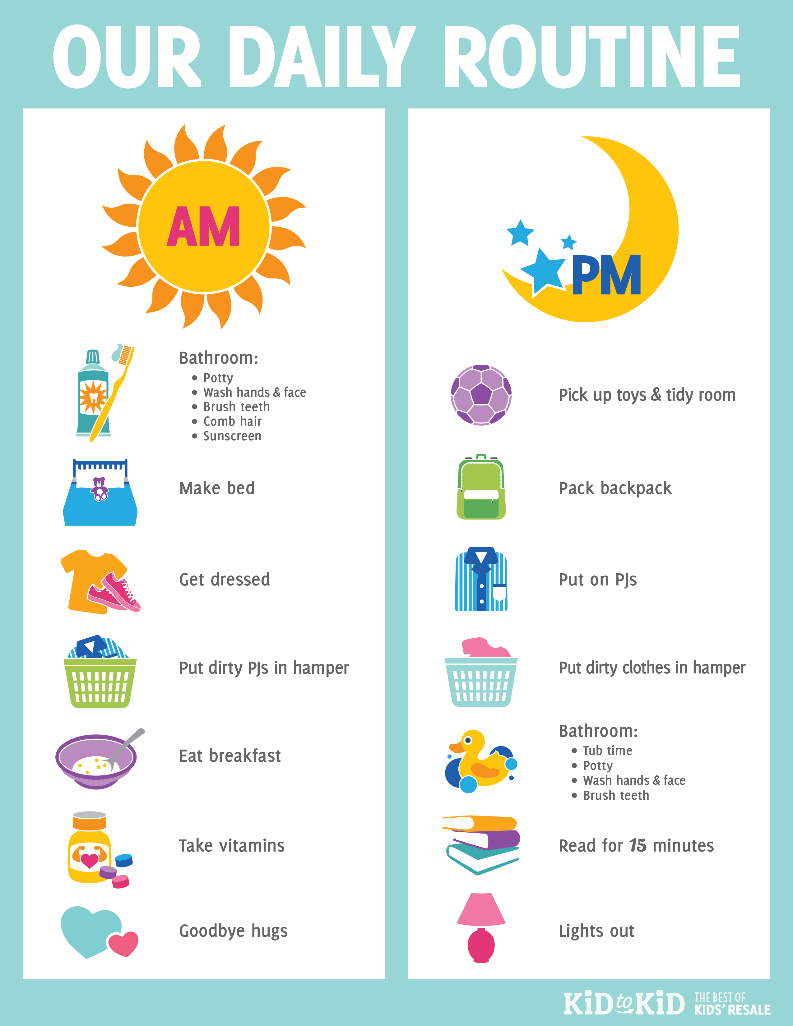 PRINTABLE DAILY ROUTINE CHART   Kid to Kid