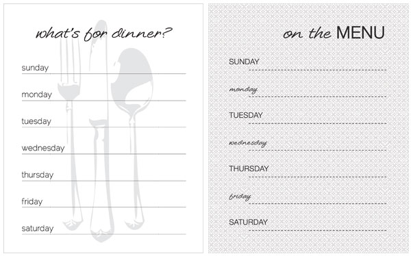 20 Free Menu Planner Printables | Fab N' Free