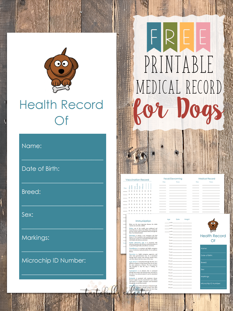 Free Printable Dog Health Record shop fresh