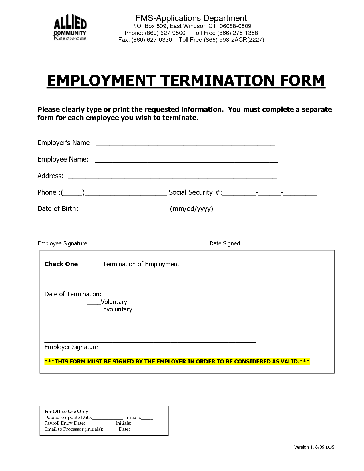 EMPLOYMENT TERMINATION FORM | Employee Forms | Pinterest | Human 
