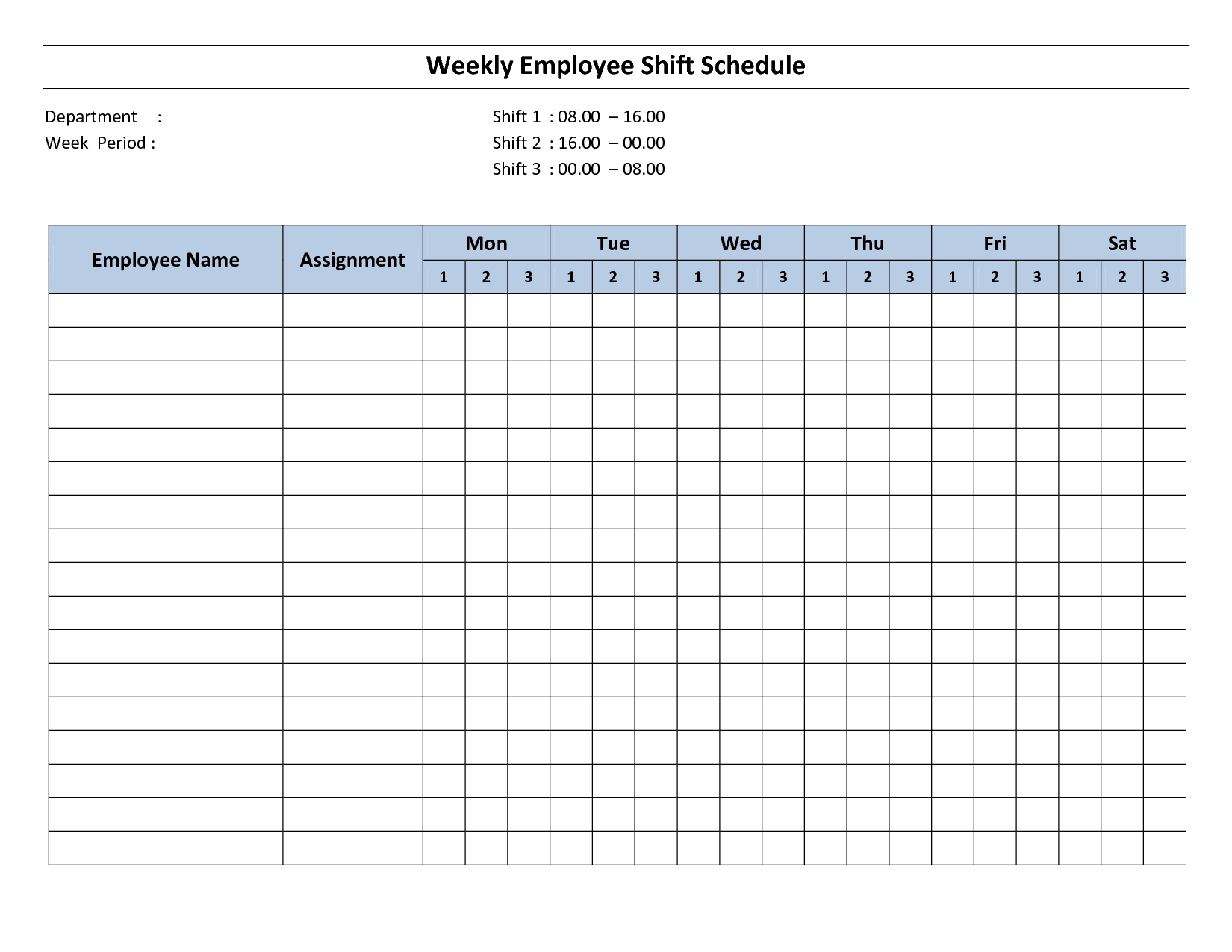 Free Printable Employee Work Schedules | Weekly Employee Shift 