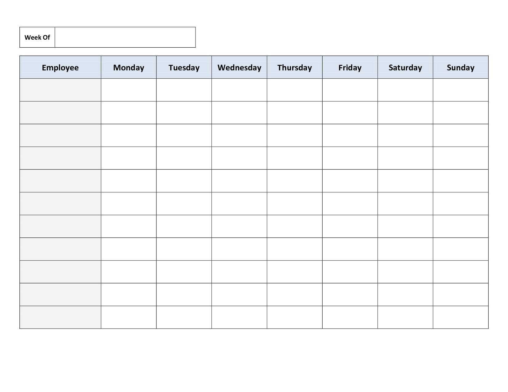 Weekly Work Schedule Template | bravebtr