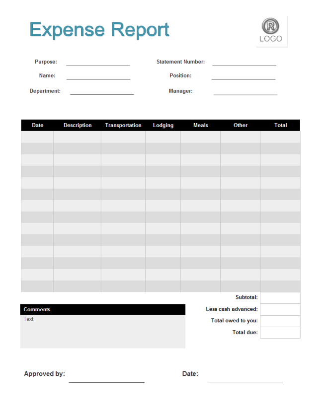 free travel expense report template