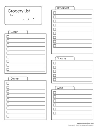Free Printable Grocery List Templates & Grocery Checklist PDF