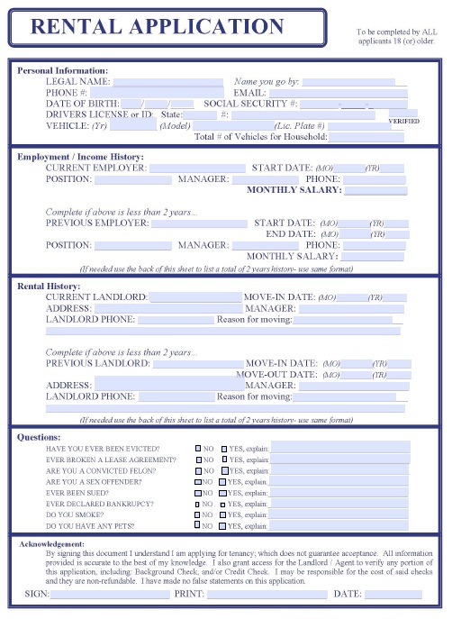 Free Rental Application Template Savebtsaco Rental Lease 