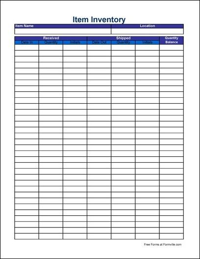 Inventory Count Form Template