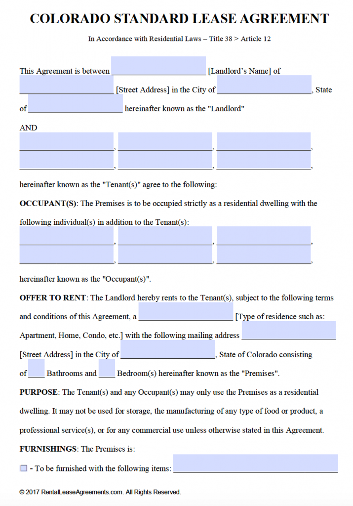 Sample Lease Agreement Colorado   Metierlink.com