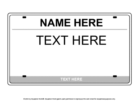 License Plate Icebreaker Template | Education World