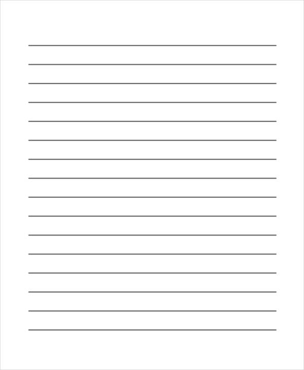 Printable Lined Paper wide ruled on letter sized paper in portrait 