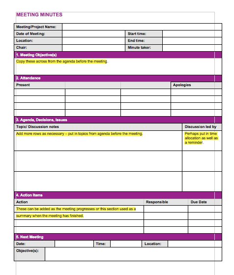 20 Handy Meeting Minutes & Meeting Notes Templates