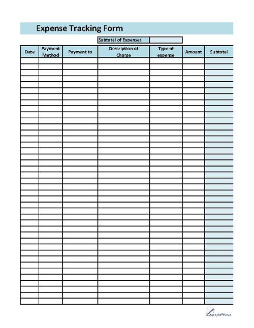 A printable expense report to be completed and/or submitted 