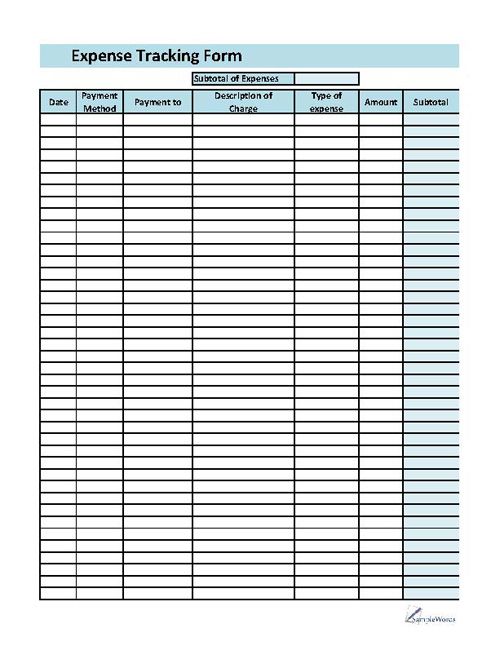 free business monthly expenses chart