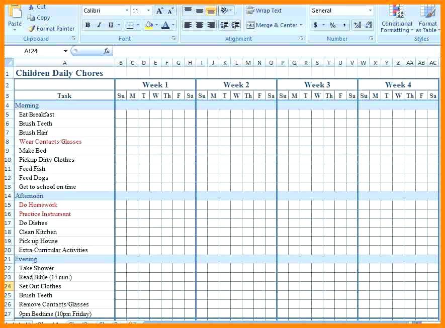 Chore Chart Template   6 Free PDF, Word Documents Download | Free 