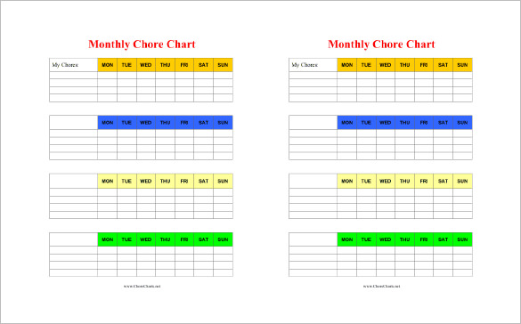 editable chore charts | Printable Monthly Chore Chart with Pastel 