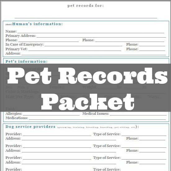 Seasons of a Homemaker: Free Printables   Pet Records