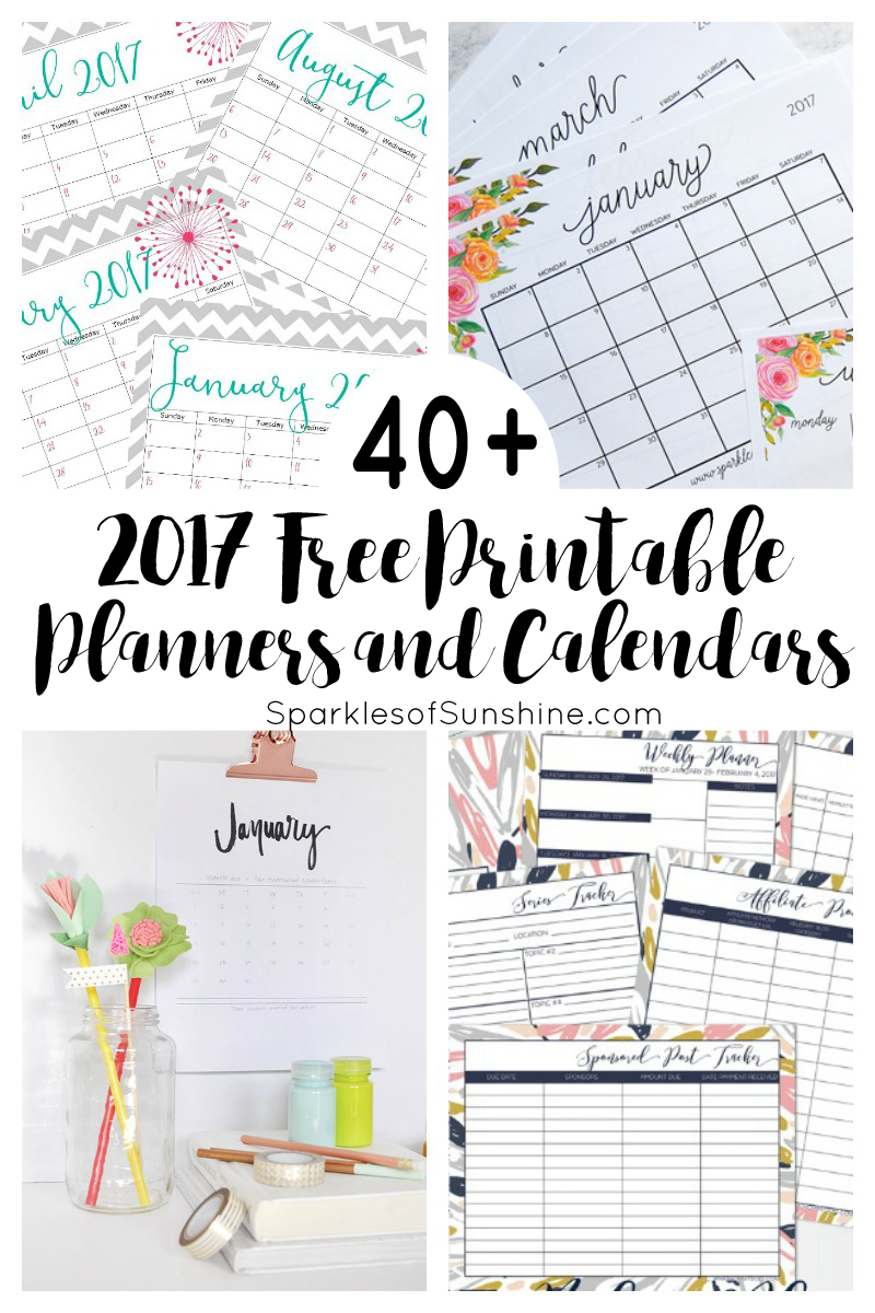 40+ Awesome Free Printable 2017 Calendars and Planners   Sparkles 