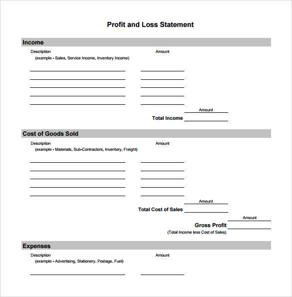 2018 profit and loss form