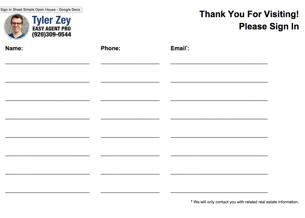 Open House Sign In Sheet Printable Templates (Free & Ready For Use)