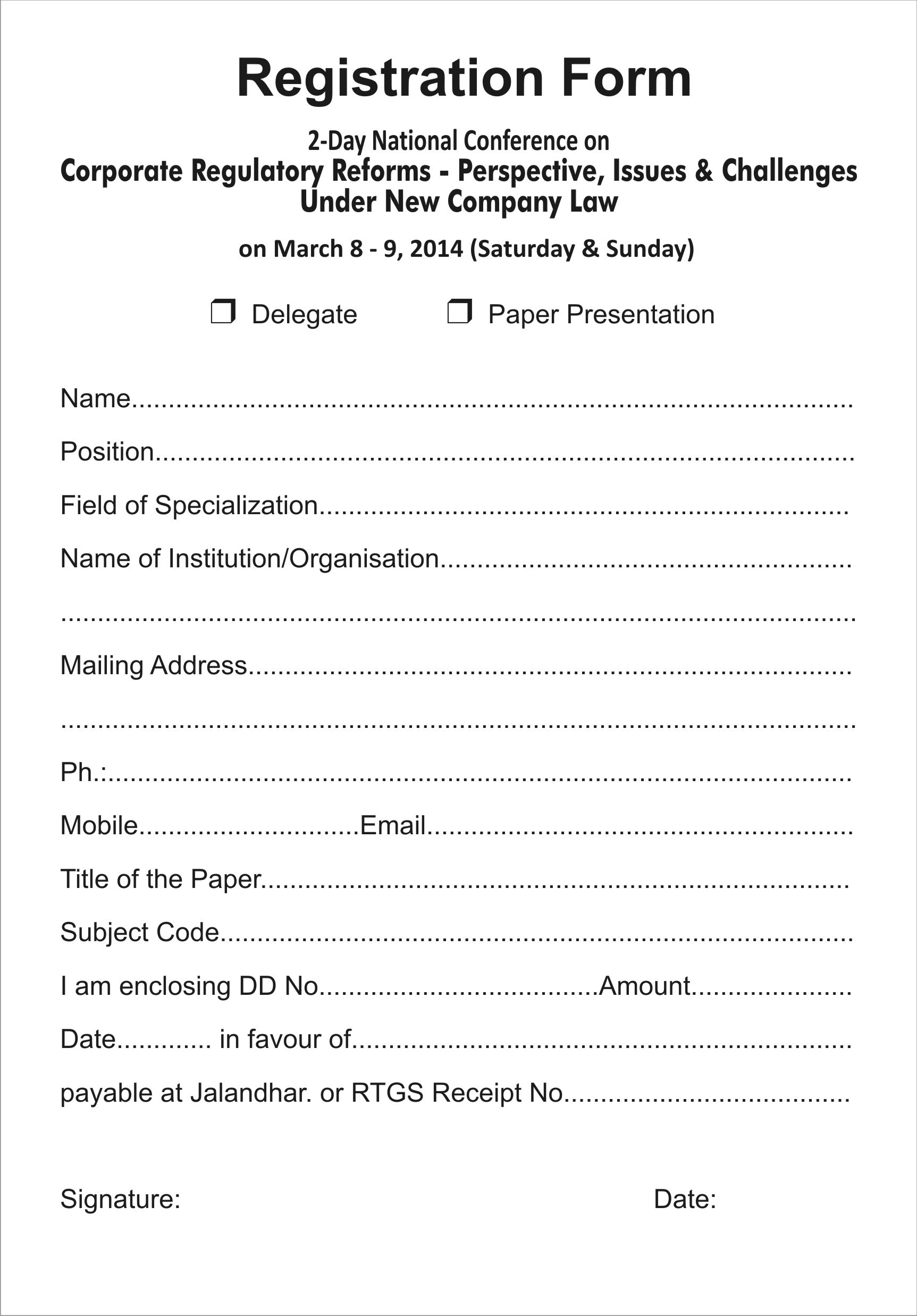 Free Printable Registration Form Template Shop Fresh