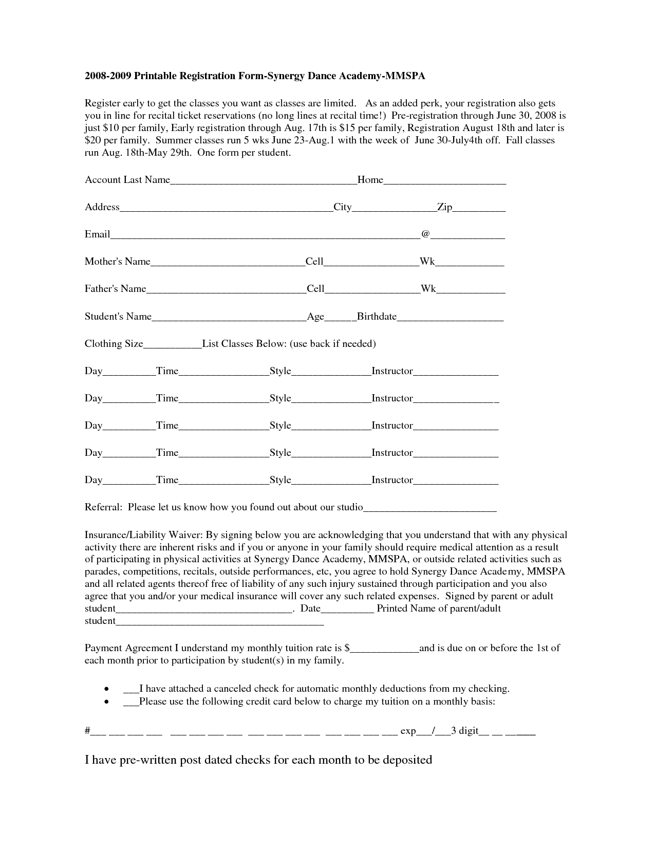 Registration Forms Template Free | charlotte clergy coalition