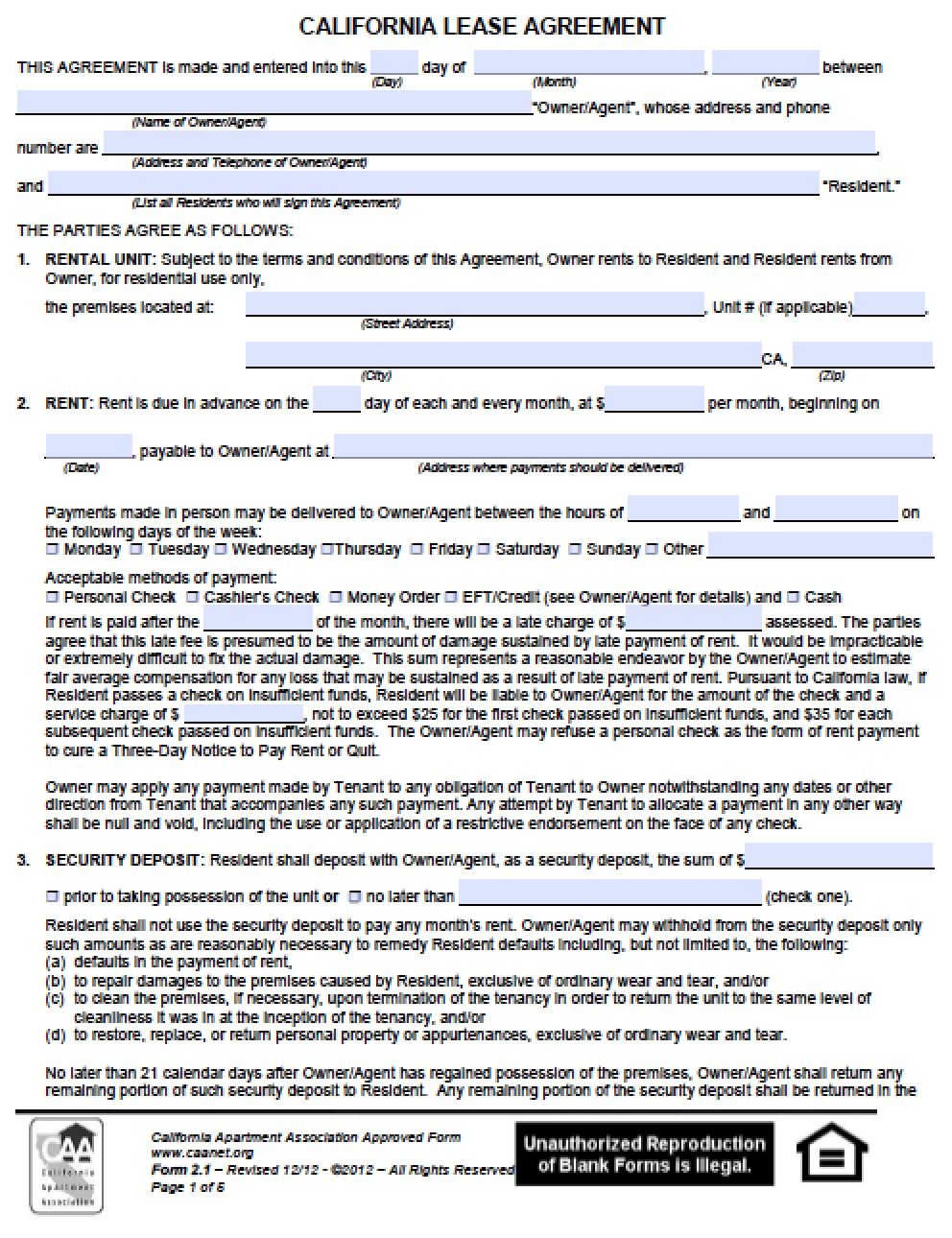 Free Printable Rental Agreement California shop fresh