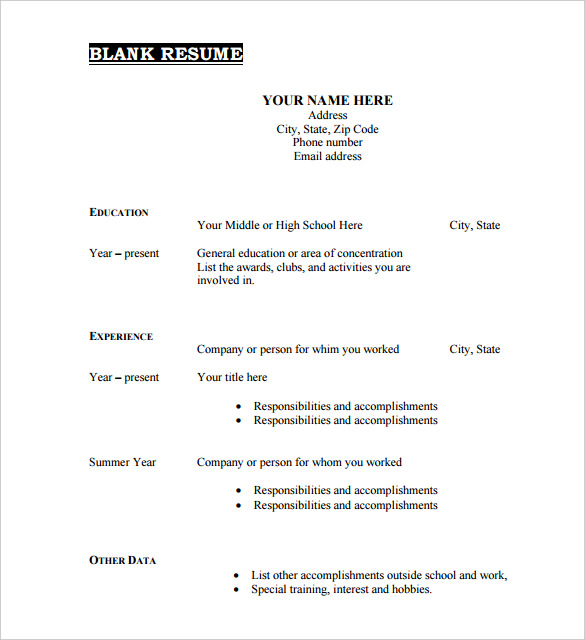 46+ Blank Resume Templates   DOC, PDF | Free & Premium Templates