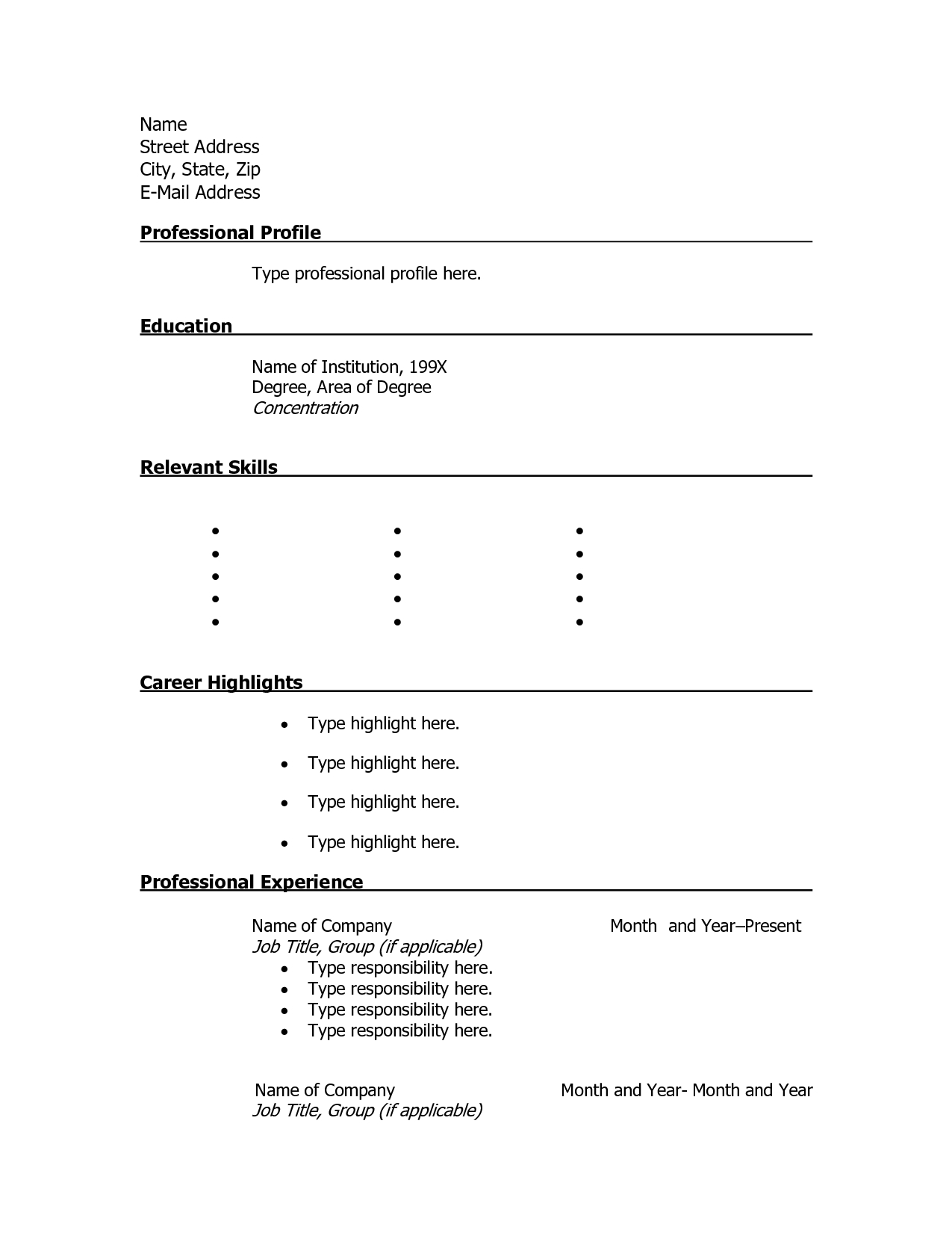 printable blank resume templates   zrom.tk