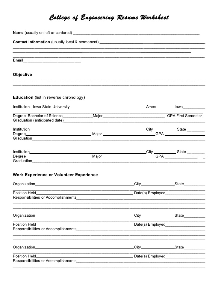 resume worksheet   Demire.agdiffusion.com