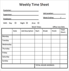 Free Printable Timesheet Templates | Free Weekly Employee Time 