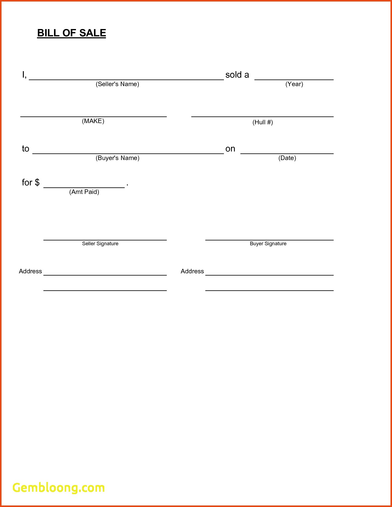 trailer bill of sale template