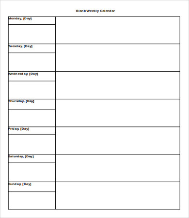 Free Printable Weekly Calender shop fresh