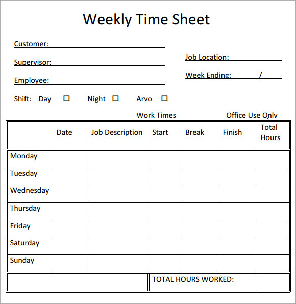 Free Printable Weekly Timesheets Shop Fresh