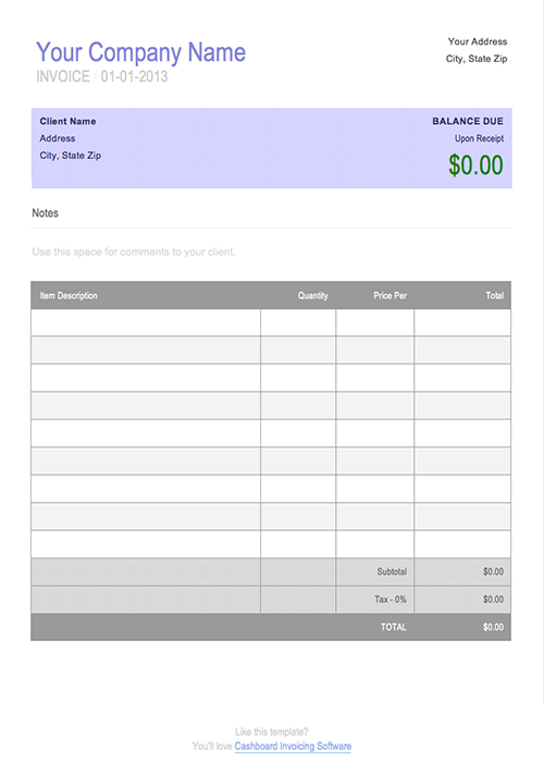 Printable Invoice Templates