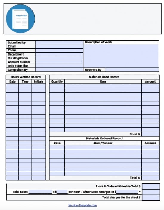 Free Work Order Invoice Template | Excel | PDF | Word (.doc)