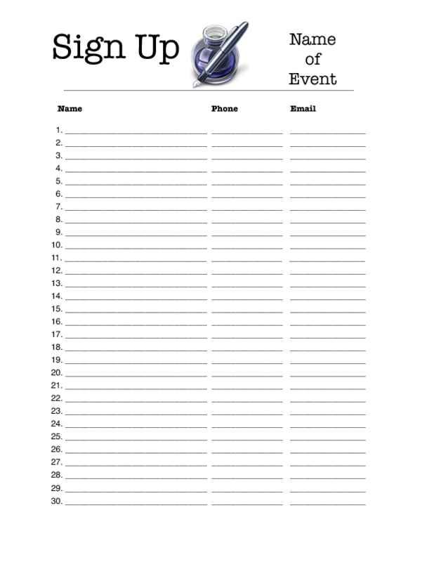 Sign Up Sheet Template   When employing a template, all you will 