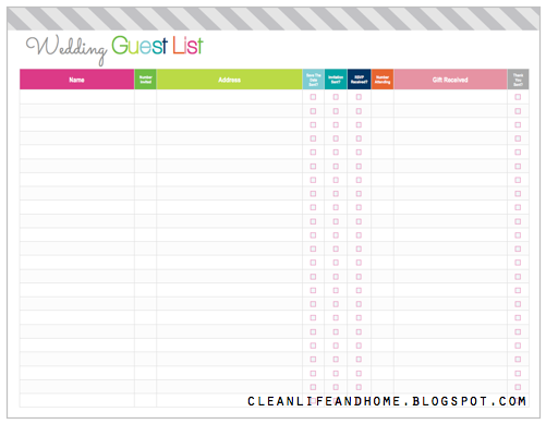 free printable wedding guest list organizer   Demire.agdiffusion.com