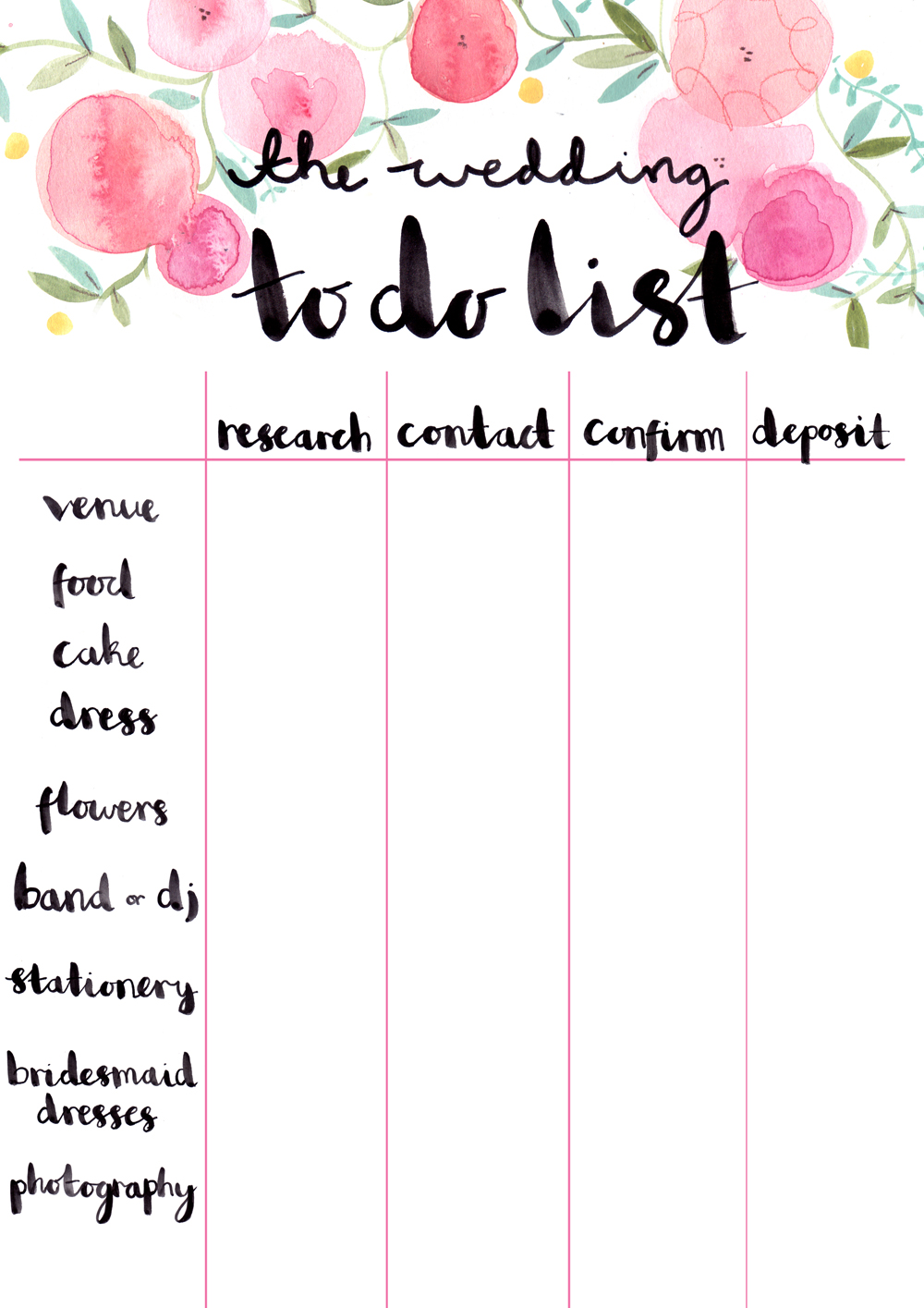 Printable Wedding Planning Checklist for DIY Brides | DIY Wedding 