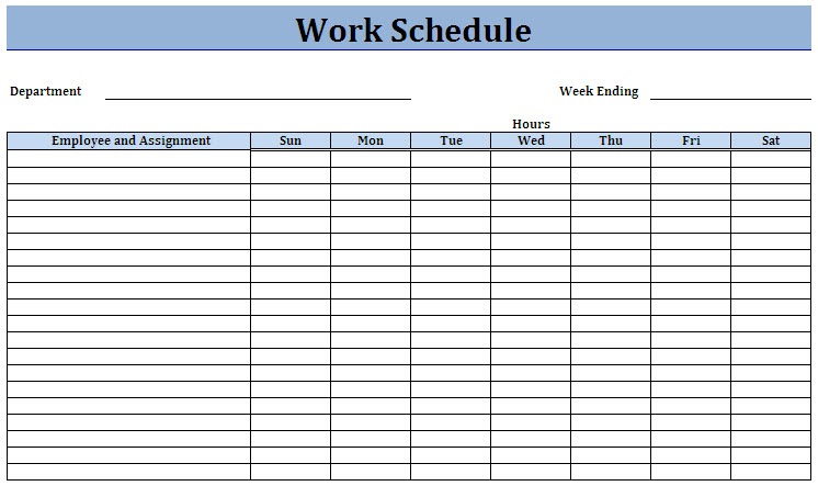 Free Printable Weekly Work Schedule Template For Employee 