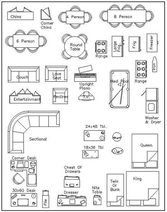 printable furniture templates 1/4 inch scale | Free Graph Paper 