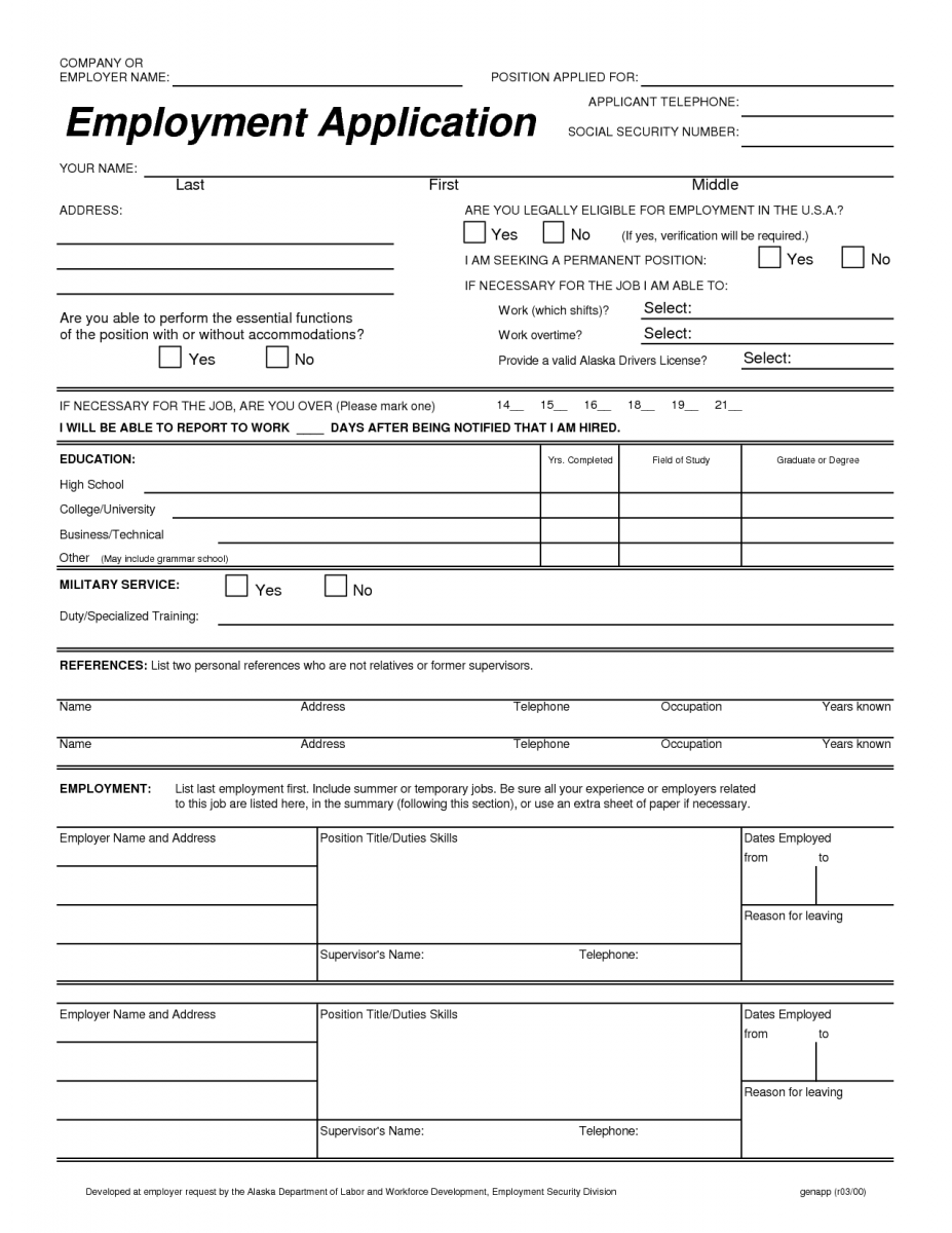 Blank Job Application Form Samples   Download Free Forms 