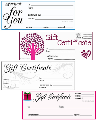 Gift Certificate Templates: printable gift certificates for any 