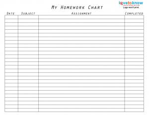 Printable Homework Charts