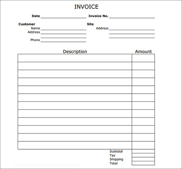 Free Printable Invoice Form | BHVC