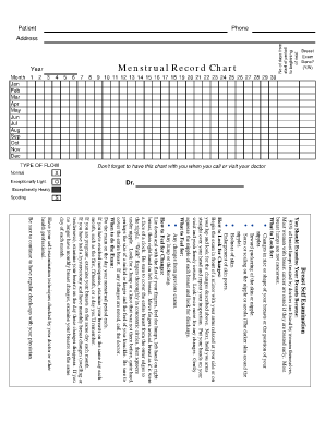 Menstrual Record Chart Printable   Fill Online, Printable 